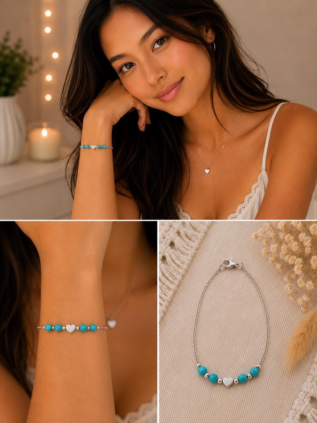 Personalized Birthstone Heart Bracelet • Dainty Birthstone Jewelry • Birthday Gift for Her • Teen Girl Gift • Gold or Silver • Handmade Gift