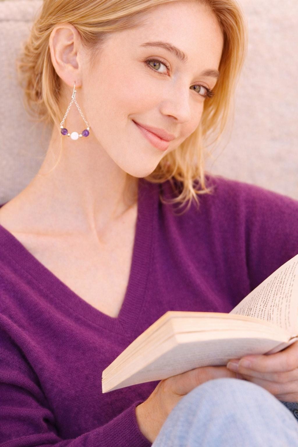 Gemstone Teardrop Earrings with Lava Stone: Gold or Silver • Choose Your Gemstone and Vibe • Aromatherapy Jewelry • Gift for Her