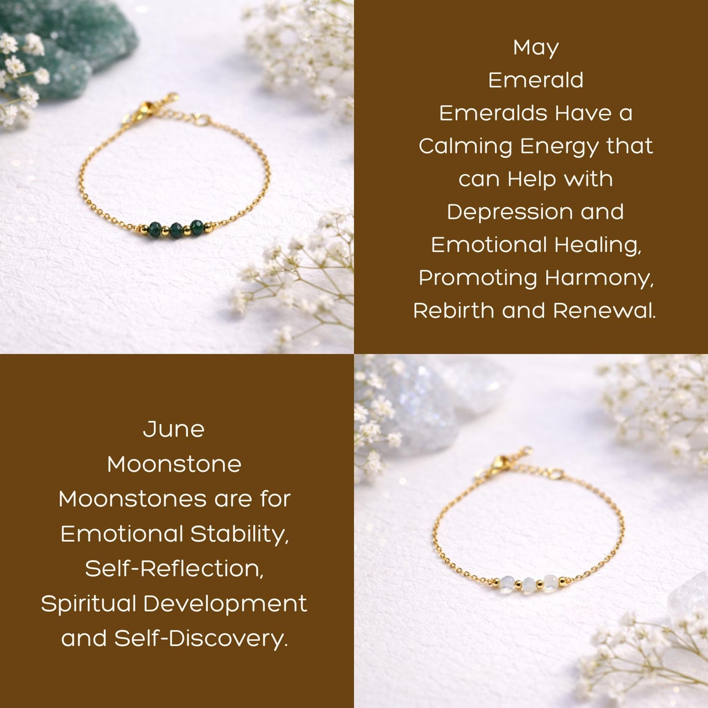 Dainty Family Birthstone Bracelet: Gold or Silver • Personalized Gemstone Jewelry