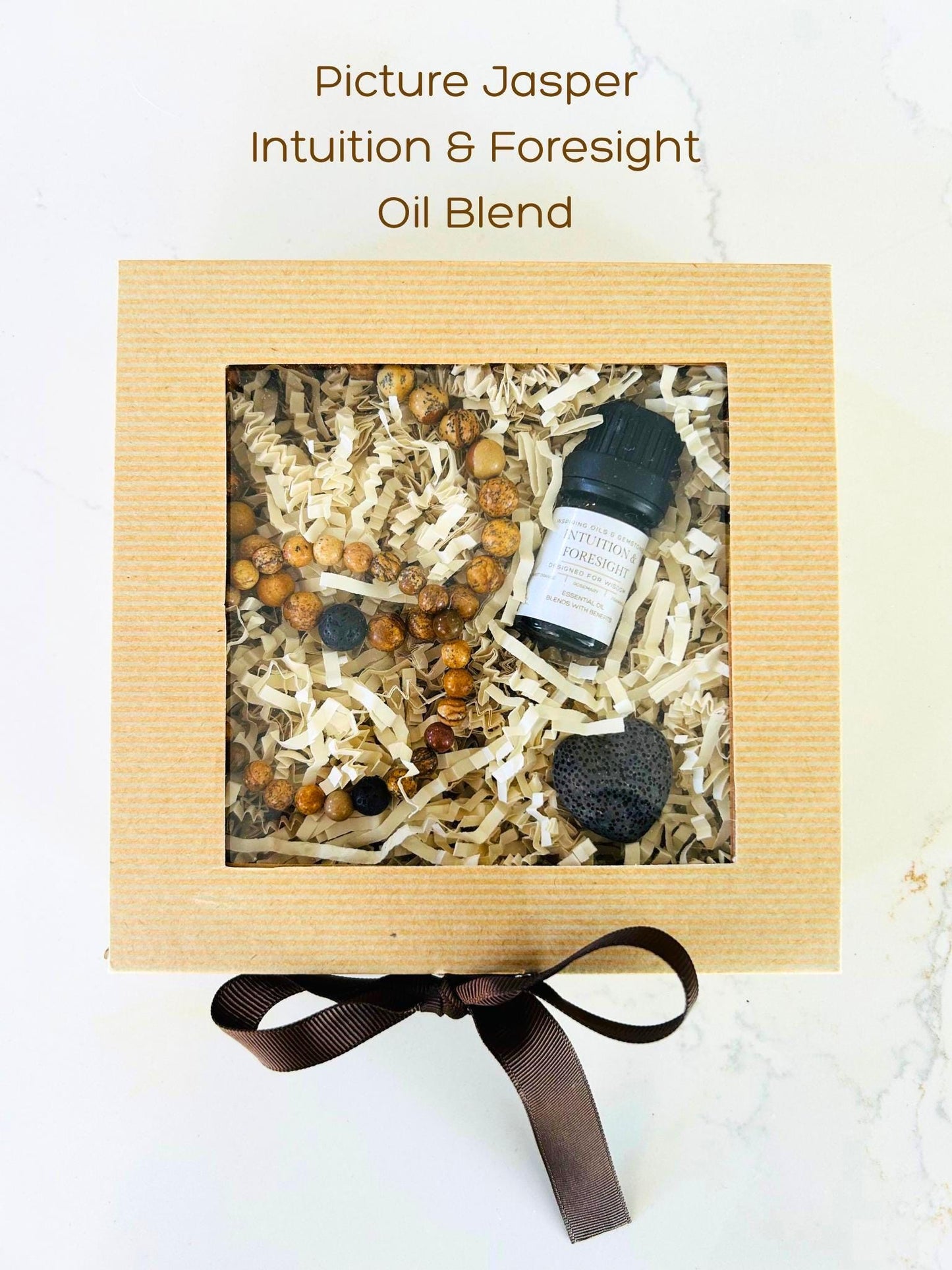 Matching Couple's Gemstone Bracelets Gift Box:  Aromatherapy Oil Blend • Heart Sachet
