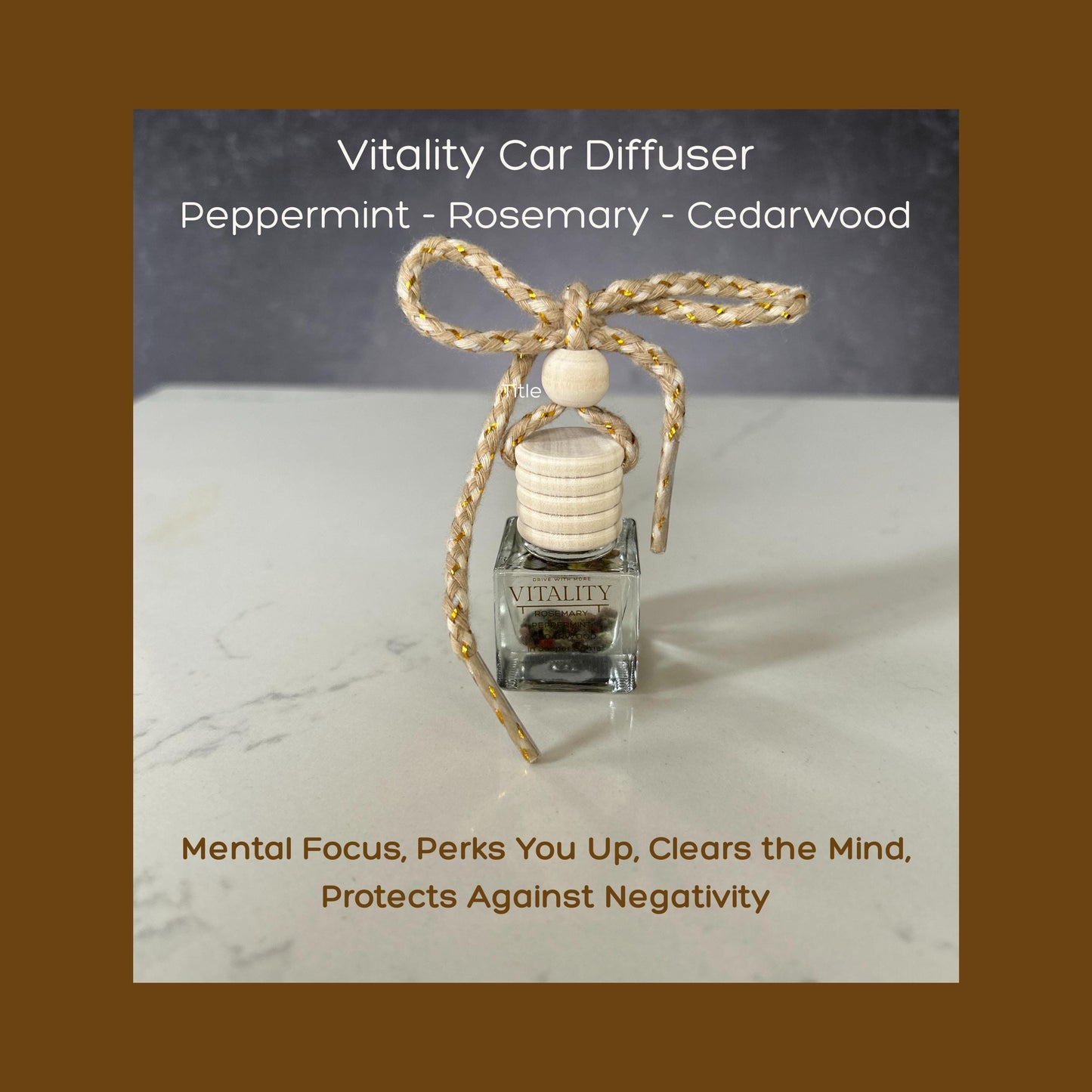 Pure Essential Oil Car Diffuser: Hanging Car Diffuser with Aromatherapy Oils & Gems • Vitality• Joy • Energy • Clarity • Courage • A Joyful Gift