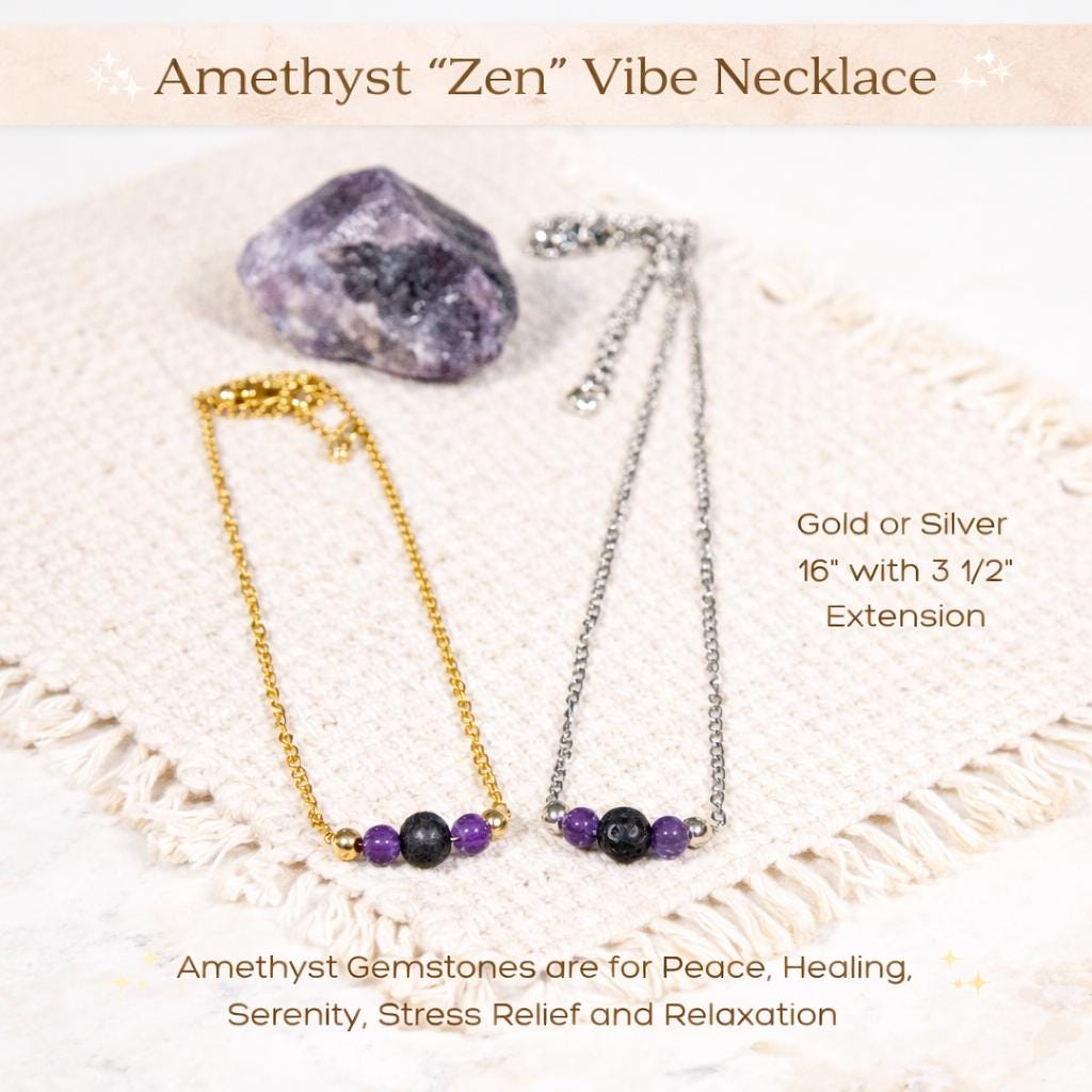 Gemstone Aromatherapy Diffuser Necklace: Lava Bead Essential Oil Jewelry