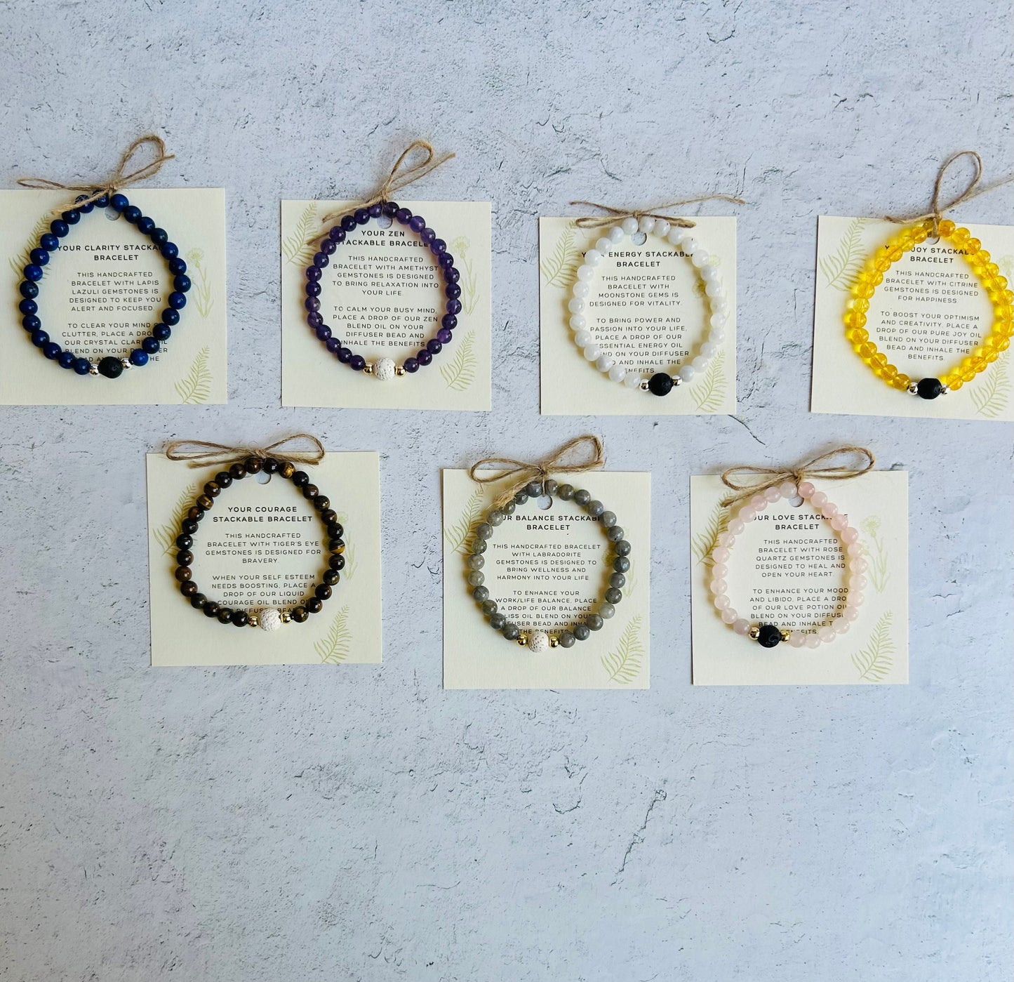 Genuine Gemstone Stretchy Bracelet: Choose 4 or 6mm • Amethyst, Rose Quartz, Lapis Lazuli, Tiger's Eye, Citrine, Labradorite or Moonstone • White or Black Lava Stone •Gold or Silver