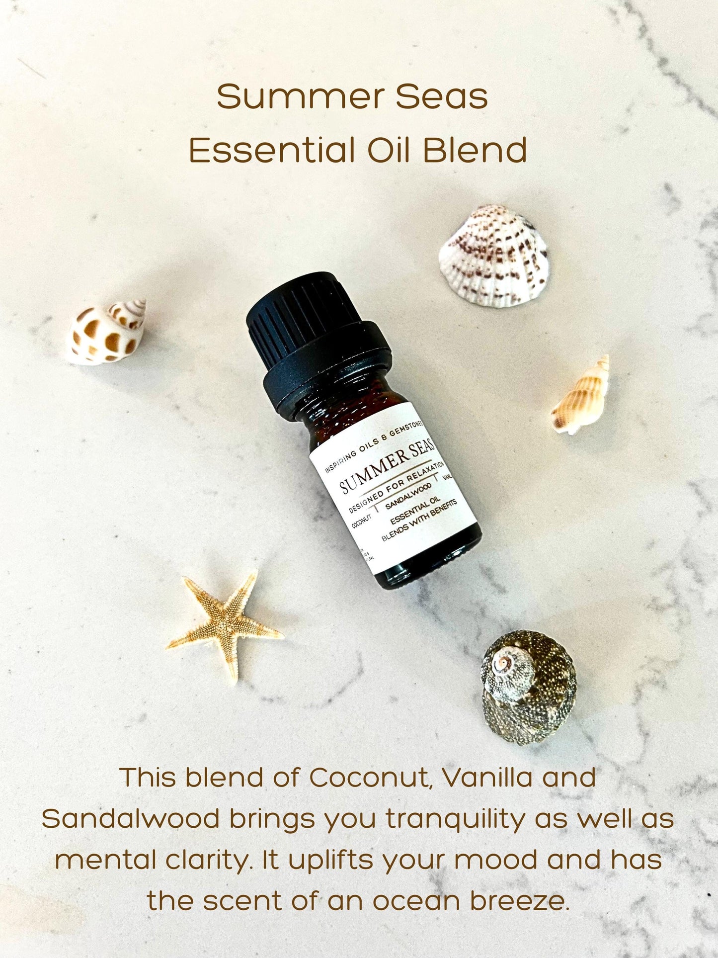 Summer Seas Essential Oil Blend: Aromatherapy Diffuser Oil: Calming Coconut • Sandalwood • Vanilla