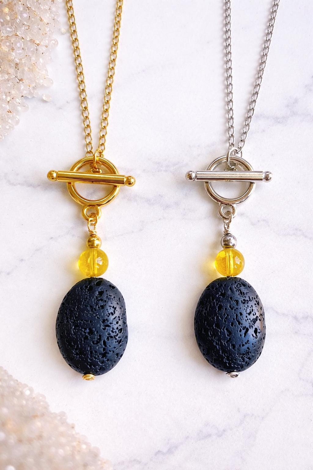 Gemstone Aromatherapy Necklace: Lava Diffuser Bead • Essential Oil Pendant