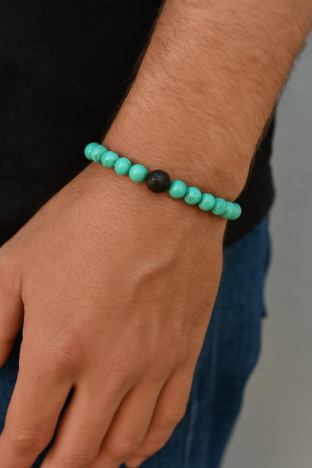 Men's Turquoise Gemstone Bracelet: Summer Aromatherapy Diffuser • Strength & Empowerment