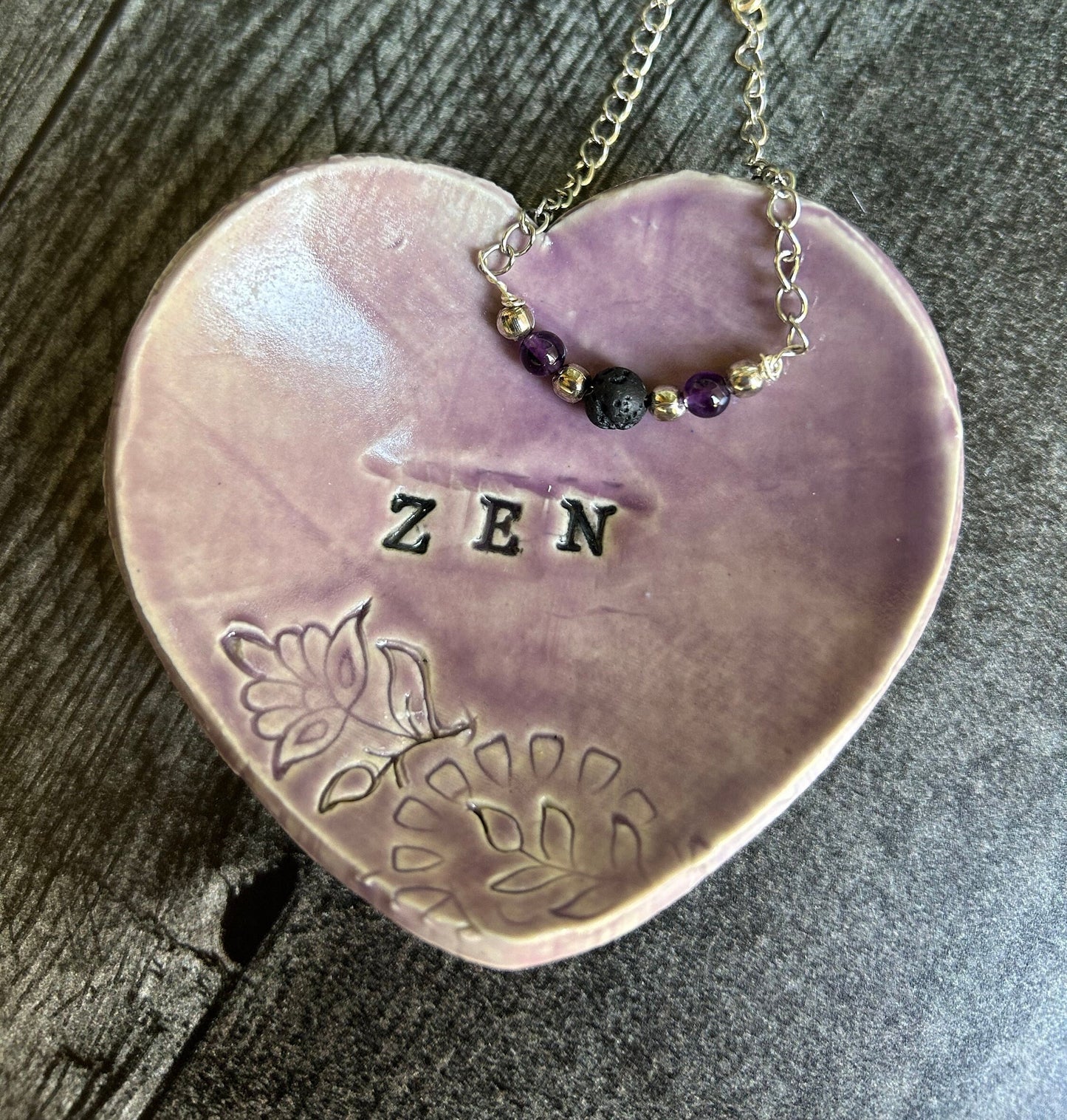 Zen Relaxation Gift Box: Amethyst Minimalist Gemstone Bracelet • Crystal Essential Oil Roll-On • Diffuser Oil • Room, Body and Hair Mist • Ceramic Handmade Dish • Sachet