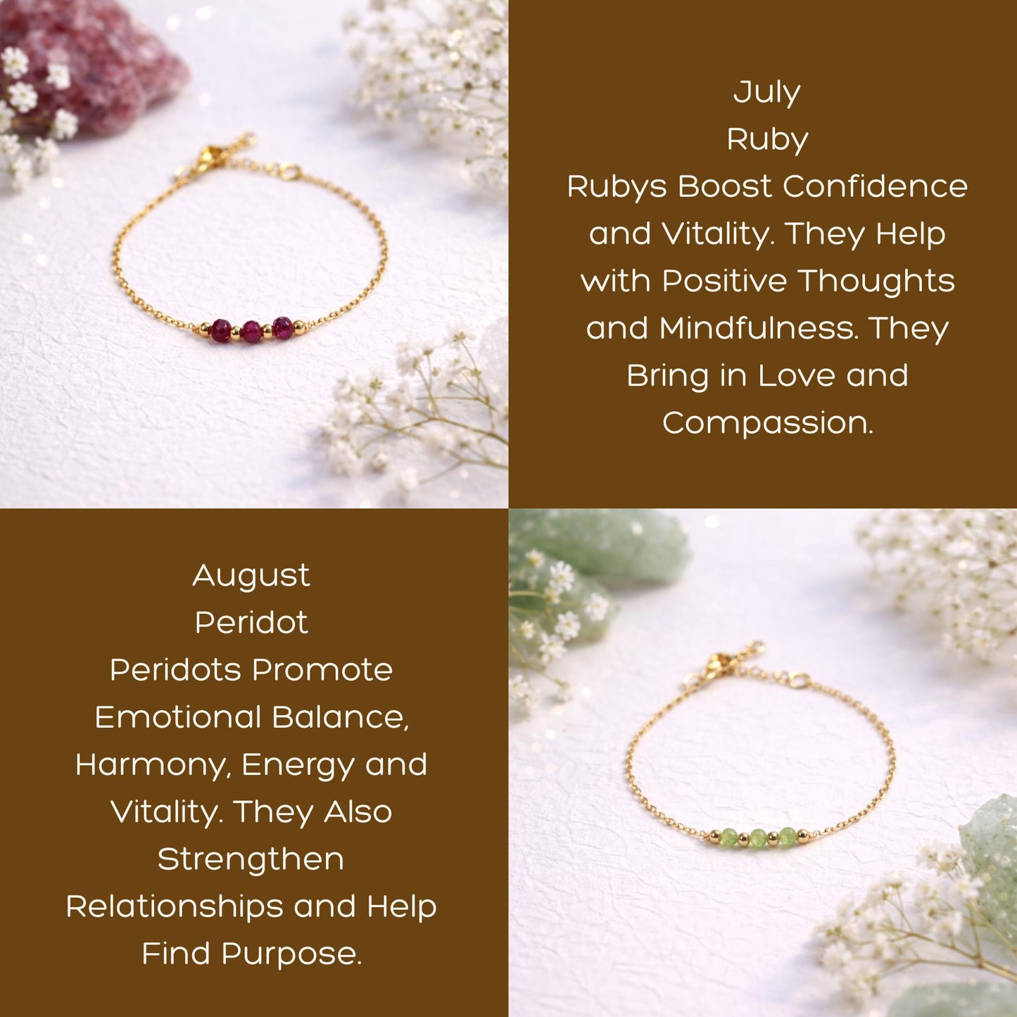 Dainty Family Birthstone Bracelet: Gold or Silver • Personalized Gemstone Jewelry