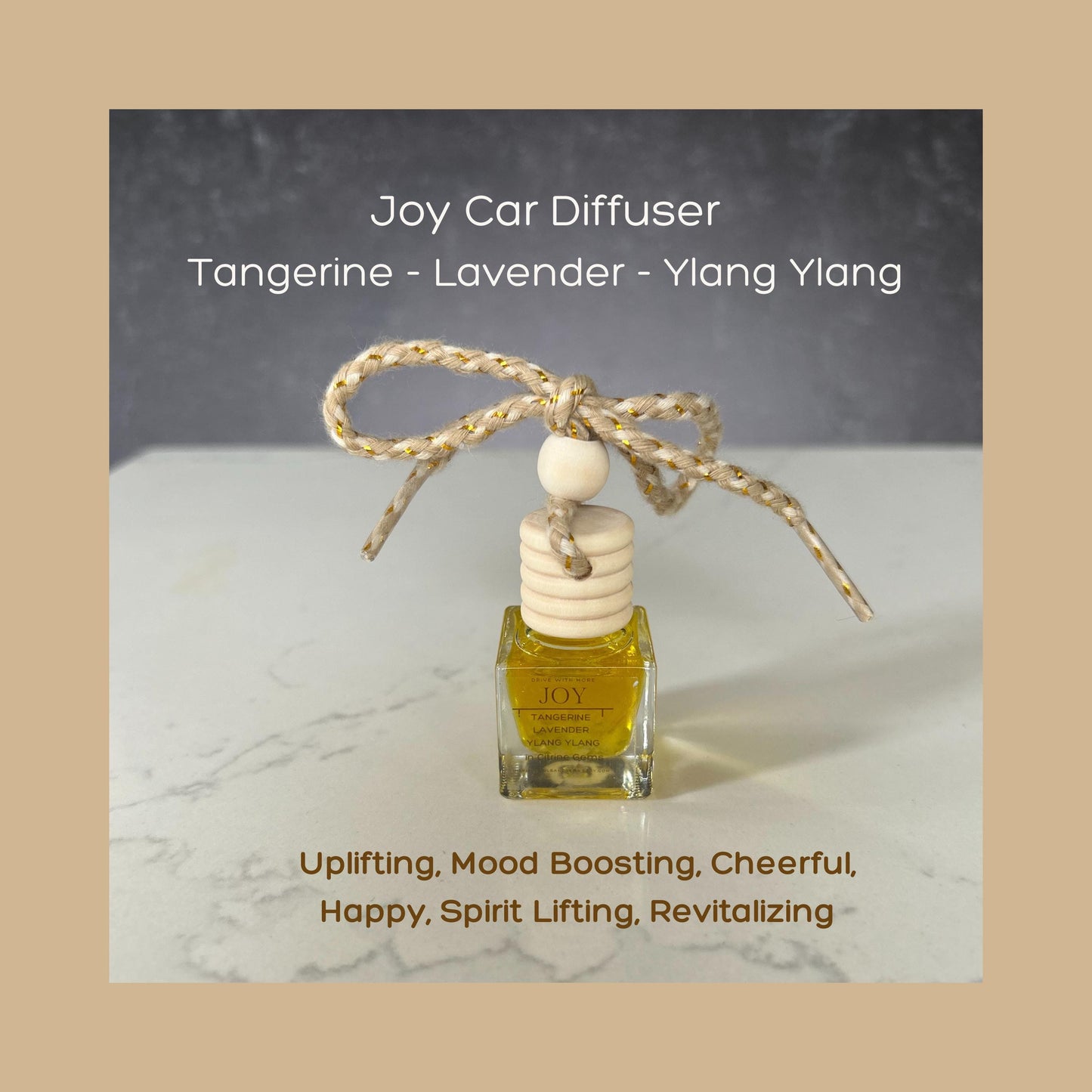 Pure Essential Oil Car Diffuser: Hanging Car Diffuser with Aromatherapy Oils & Gems • Vitality• Joy • Energy • Clarity • Courage • A Joyful Gift