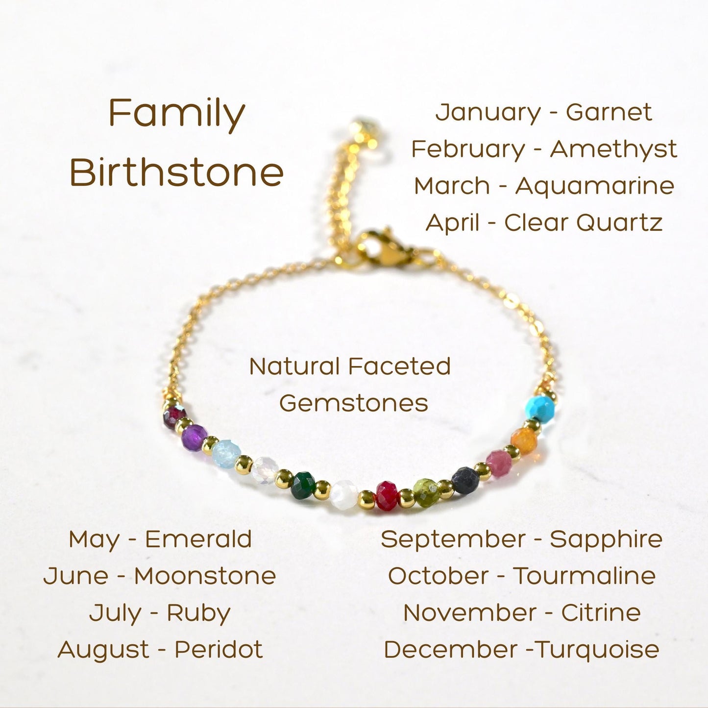 Dainty Birthstone Necklace: Gold or Silver • Personalized Family Gemstone Jewelry