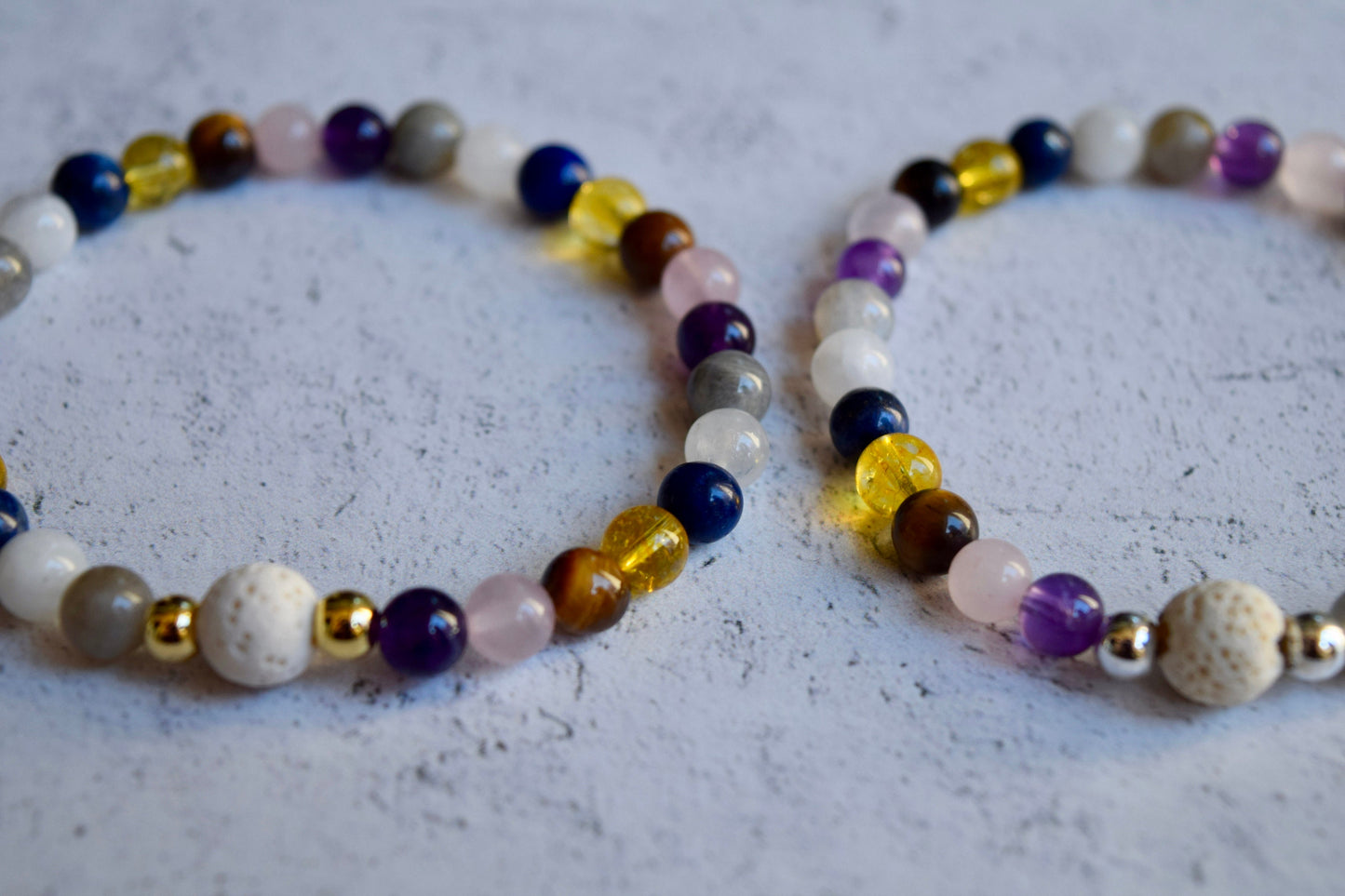 Gemstone Essential Oil Diffuser Bracelet: Lava Bead Aromatherapy • Relaxation Gift for Wellbeing