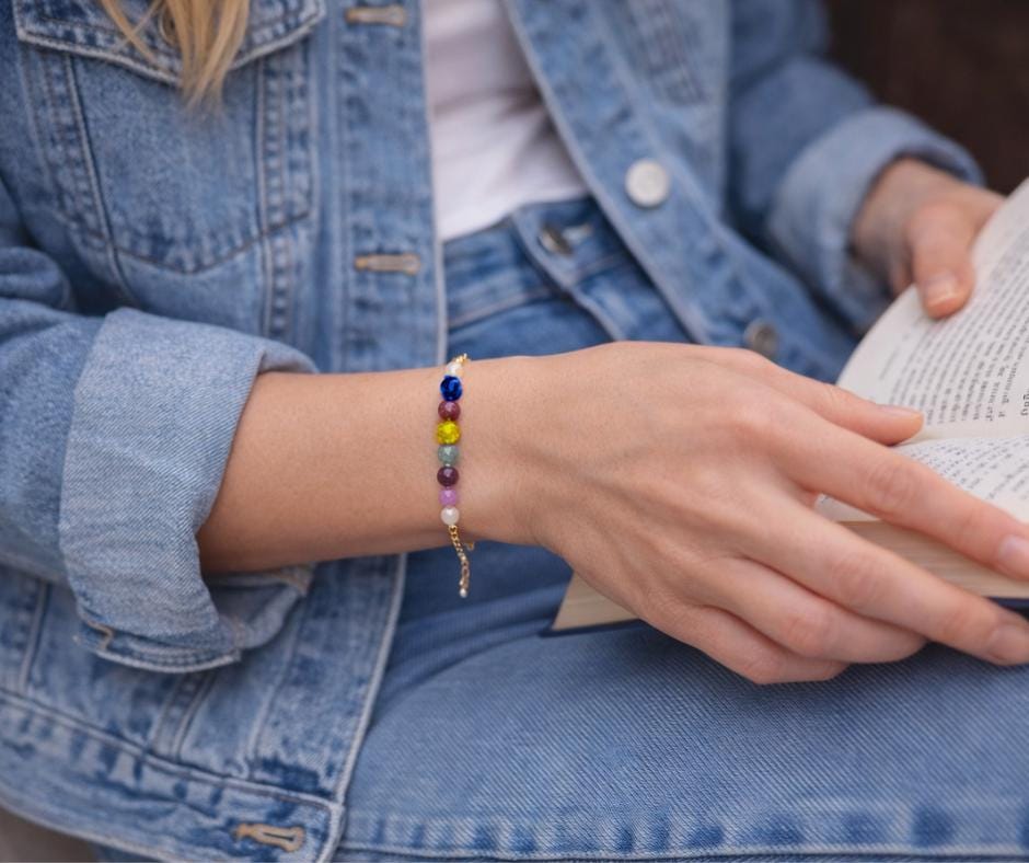 Gemstone Chain Bracelet: Minimalist Healing Crystal Bracelet