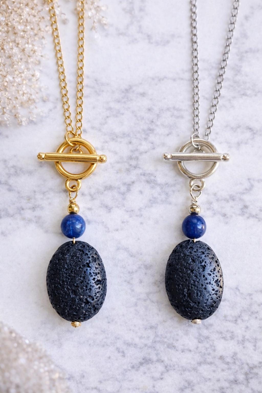 Gemstone Aromatherapy Necklace: Lava Diffuser Bead • Essential Oil Pendant