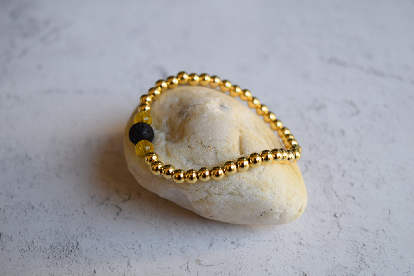 Gemstone Diffuser Bracelet: Gold or Silver • Black or White Lava Bead • Your Choice of Healing Crystals