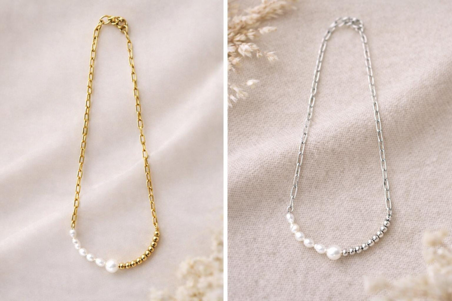 Freshwater Pearl Necklace: Gold or Silver Chain • Minimal Pearl Jewelry • Bridal Pearl Necklace • Everyday Elegant Necklace