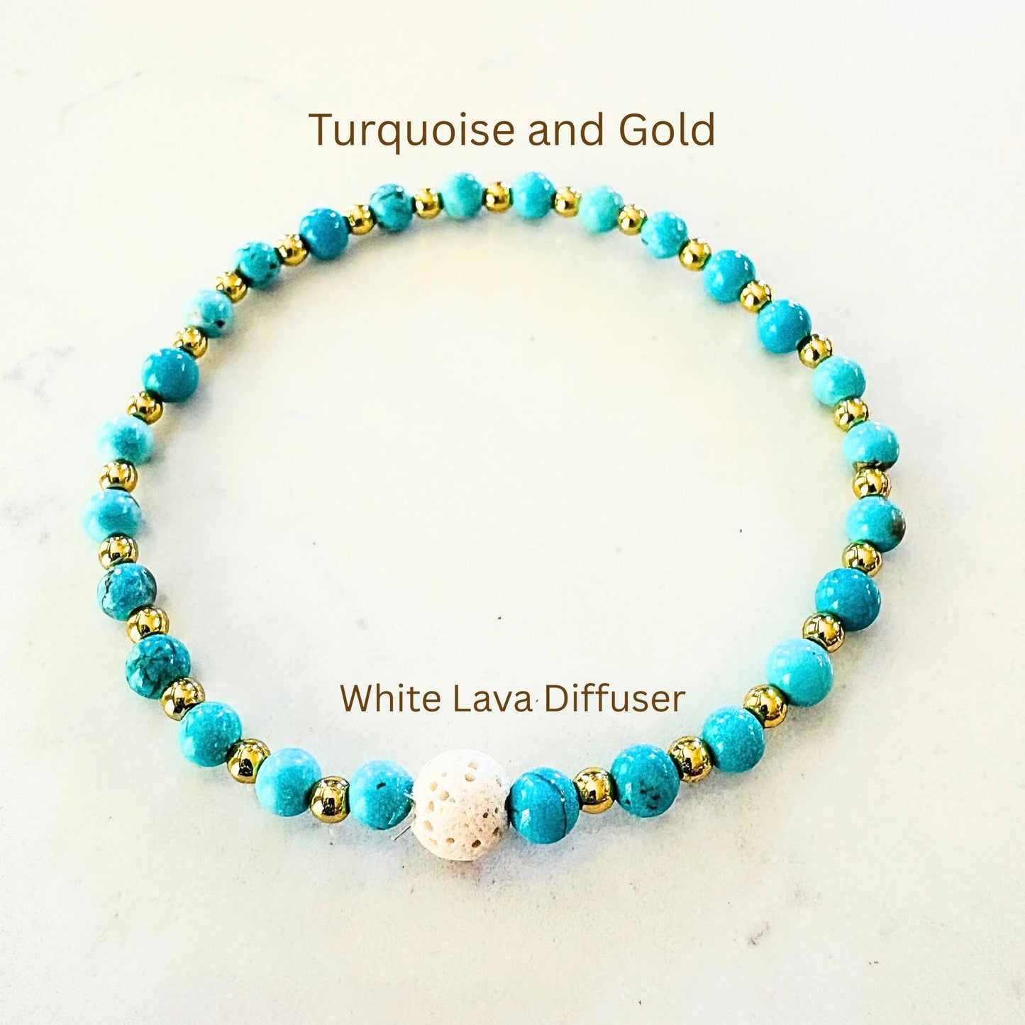 Turquoise Gemstone Diffuser Bracelet: Minimalist Aromatherapy Jewelry