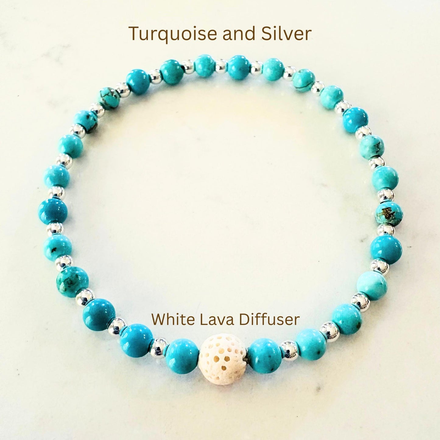 Turquoise Gemstone Diffuser Bracelet: Minimalist Aromatherapy Jewelry