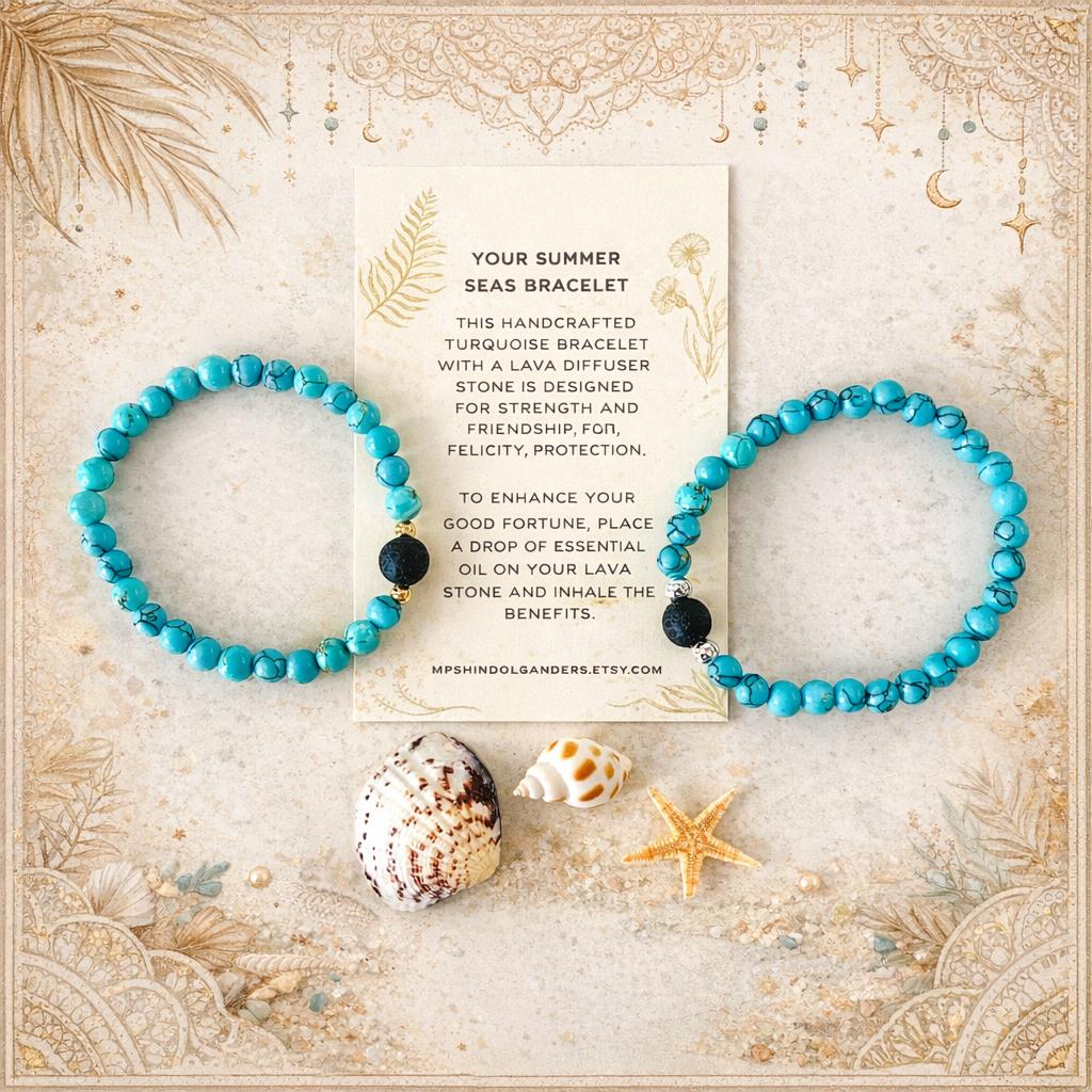 Turquoise Gemstone Bracelet: Women's Aromatherapy Diffuser • Strength & Empowerment