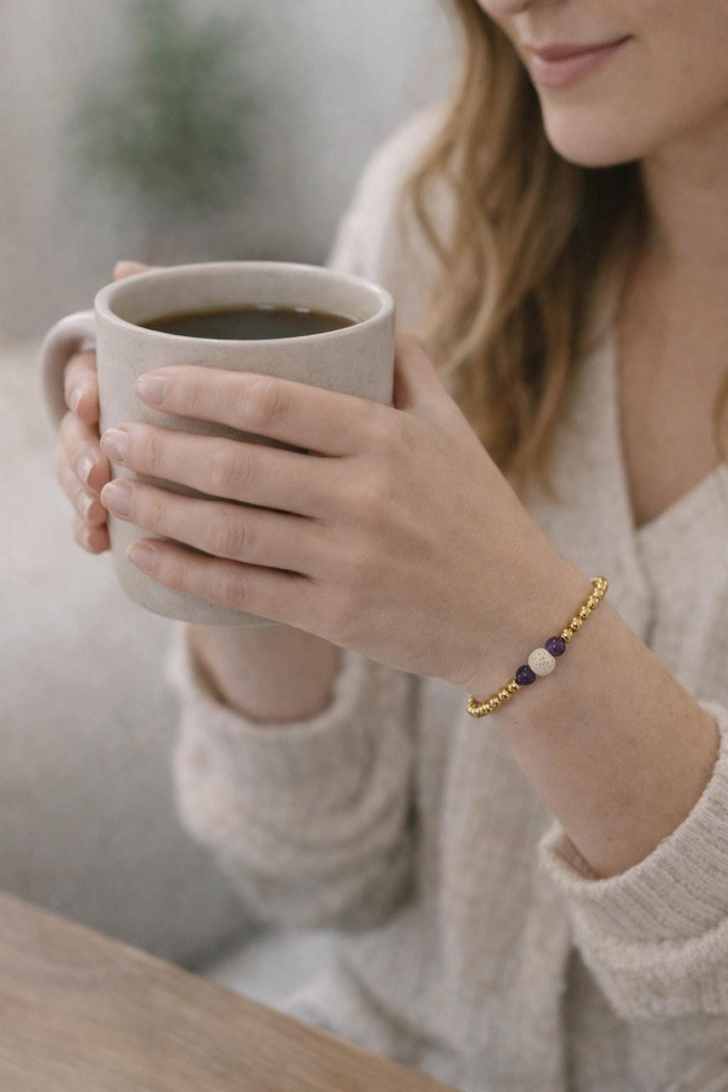Gemstone Diffuser Bracelet: Gold or Silver • Black or White Lava Bead • Your Choice of Healing Crystals