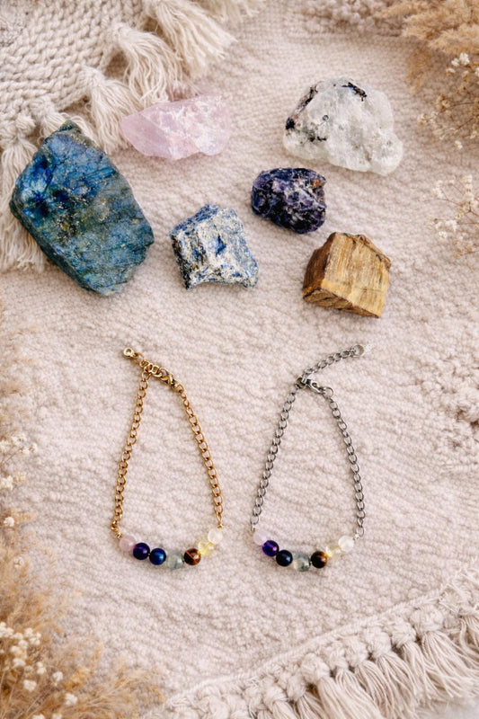 Gemstone Chain Bracelet: Minimalist Healing Crystal Bracelet