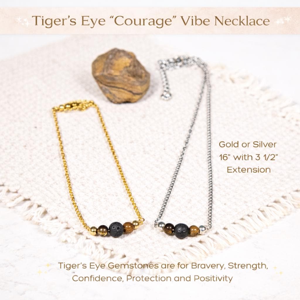 Gemstone Aromatherapy Diffuser Necklace: Lava Bead Essential Oil Jewelry