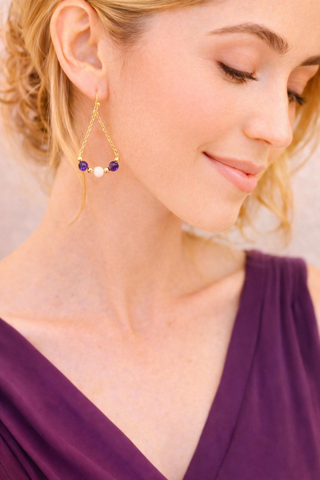Gemstone Teardrop Earrings with Lava Stone: Gold or Silver • Choose Your Gemstone and Vibe • Aromatherapy Jewelry • Gift for Her