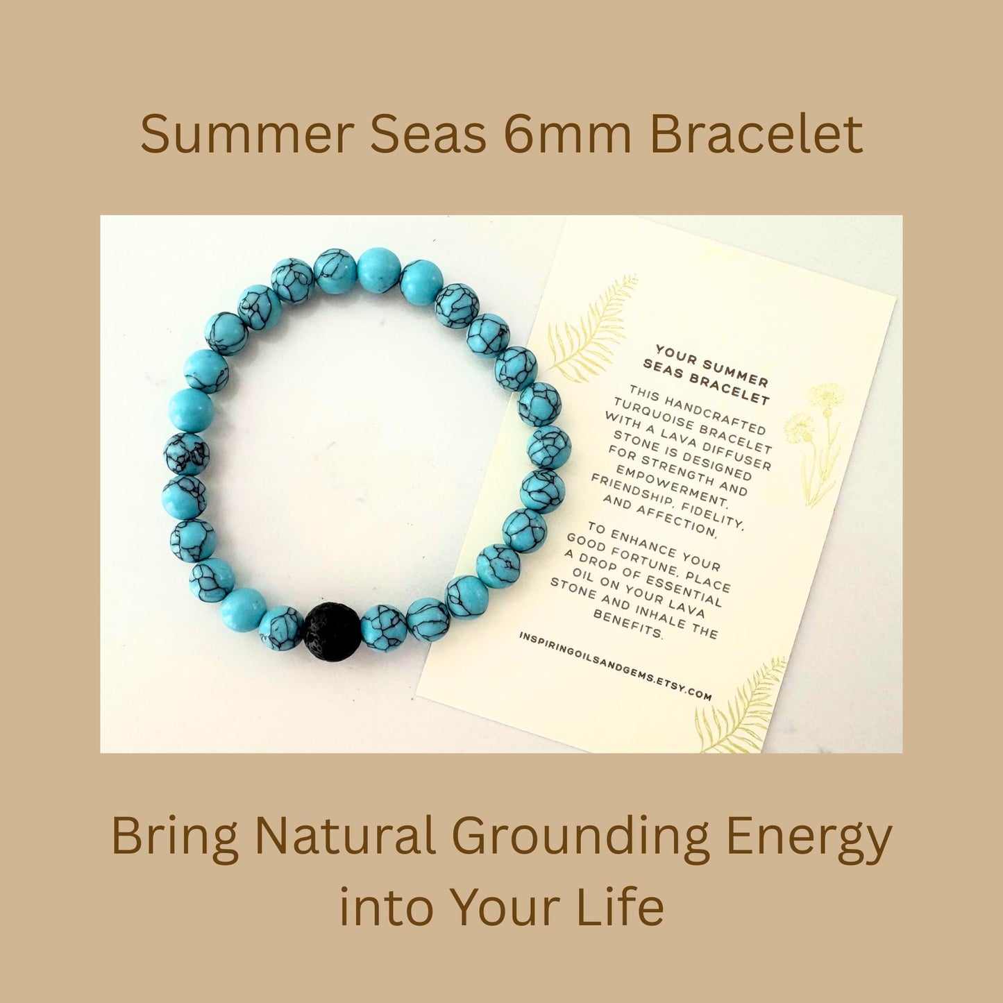 Turquoise Gemstone Bracelet: Women's Aromatherapy Diffuser • Strength & Empowerment