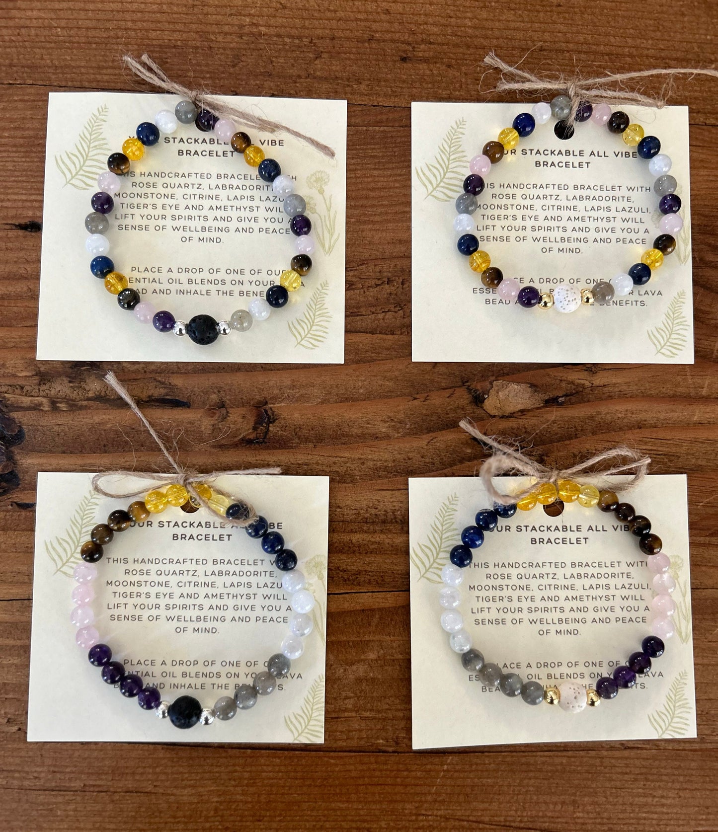Gemstone Essential Oil Diffuser Bracelet: Lava Bead Aromatherapy • Relaxation Gift for Wellbeing