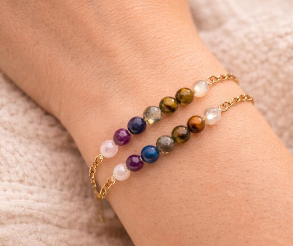 Gemstone Chain Bracelet: Minimalist Healing Crystal Bracelet