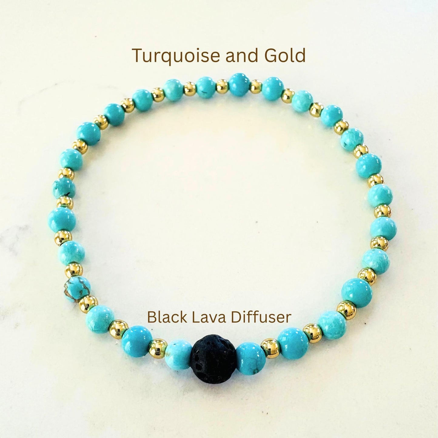 Turquoise Gemstone Diffuser Bracelet: Minimalist Aromatherapy Jewelry