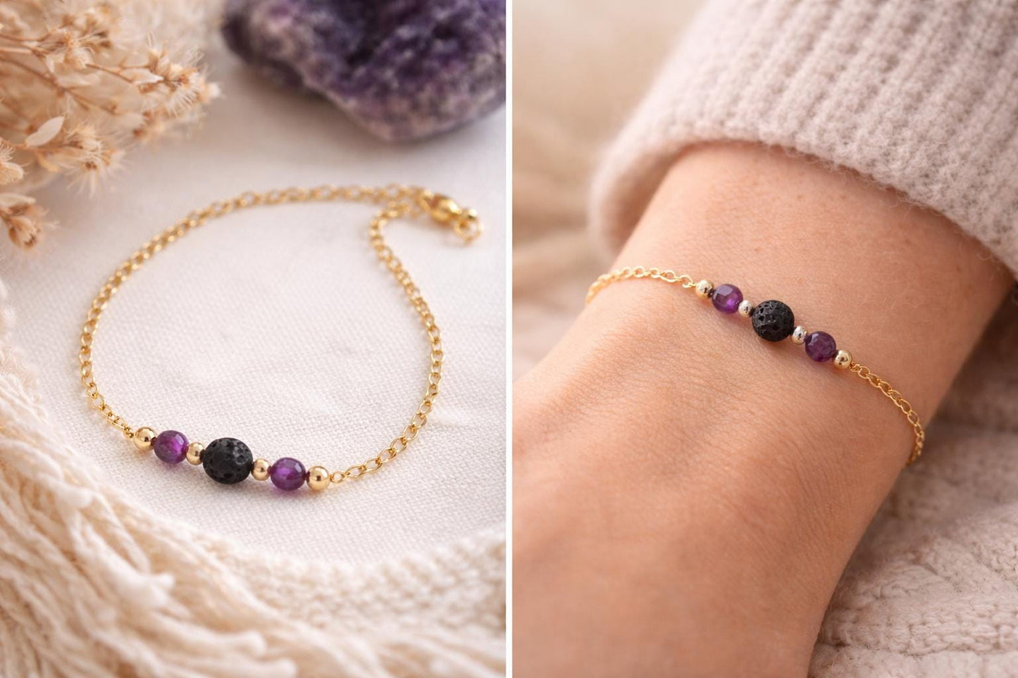 Gemstone Diffuser Bracelet: Lava Bead Aromatherapy • Essential Oil Jewelry