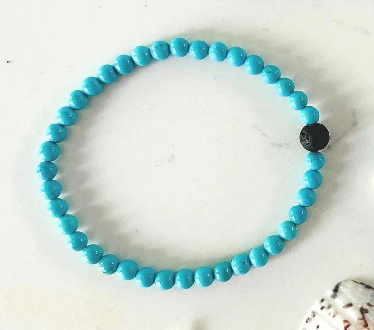 Dainty Turquoise Bracelet: 4mm Gemstone • Summer Friendship Jewelry