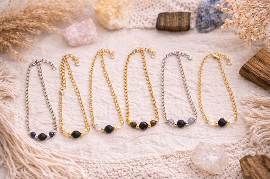 Gemstone Diffuser Bracelet: Lava Bead Aromatherapy • Essential Oil Jewelry