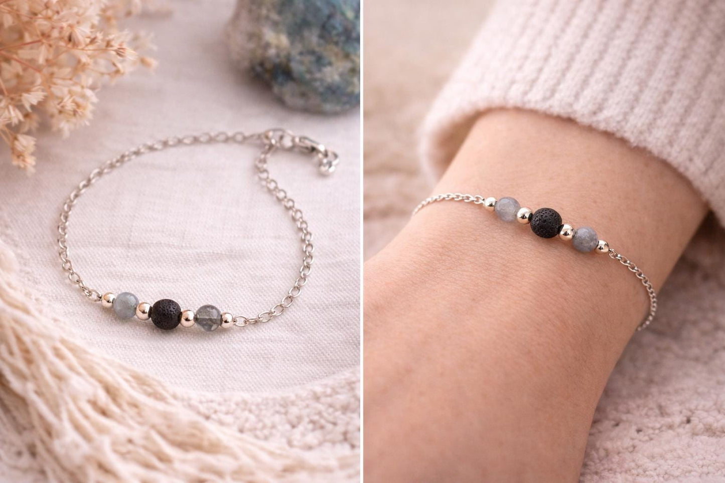Gemstone Diffuser Bracelet: Lava Bead Aromatherapy • Essential Oil Jewelry