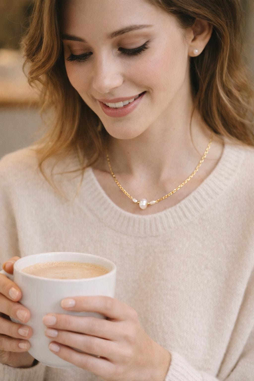 Freshwater Pearl Necklace: Available in Two Styles • Single Pearl or Single with Two Seed Pearls • Gold or Silver on a Paperclip Chain