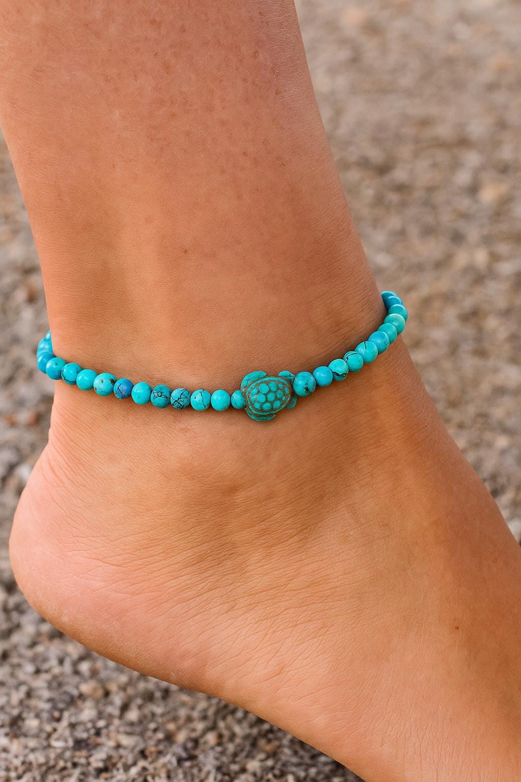 Turquoise Sea Turtle Anklet: Women's Good Luck Charm • Encourages Strength and Empowerment
