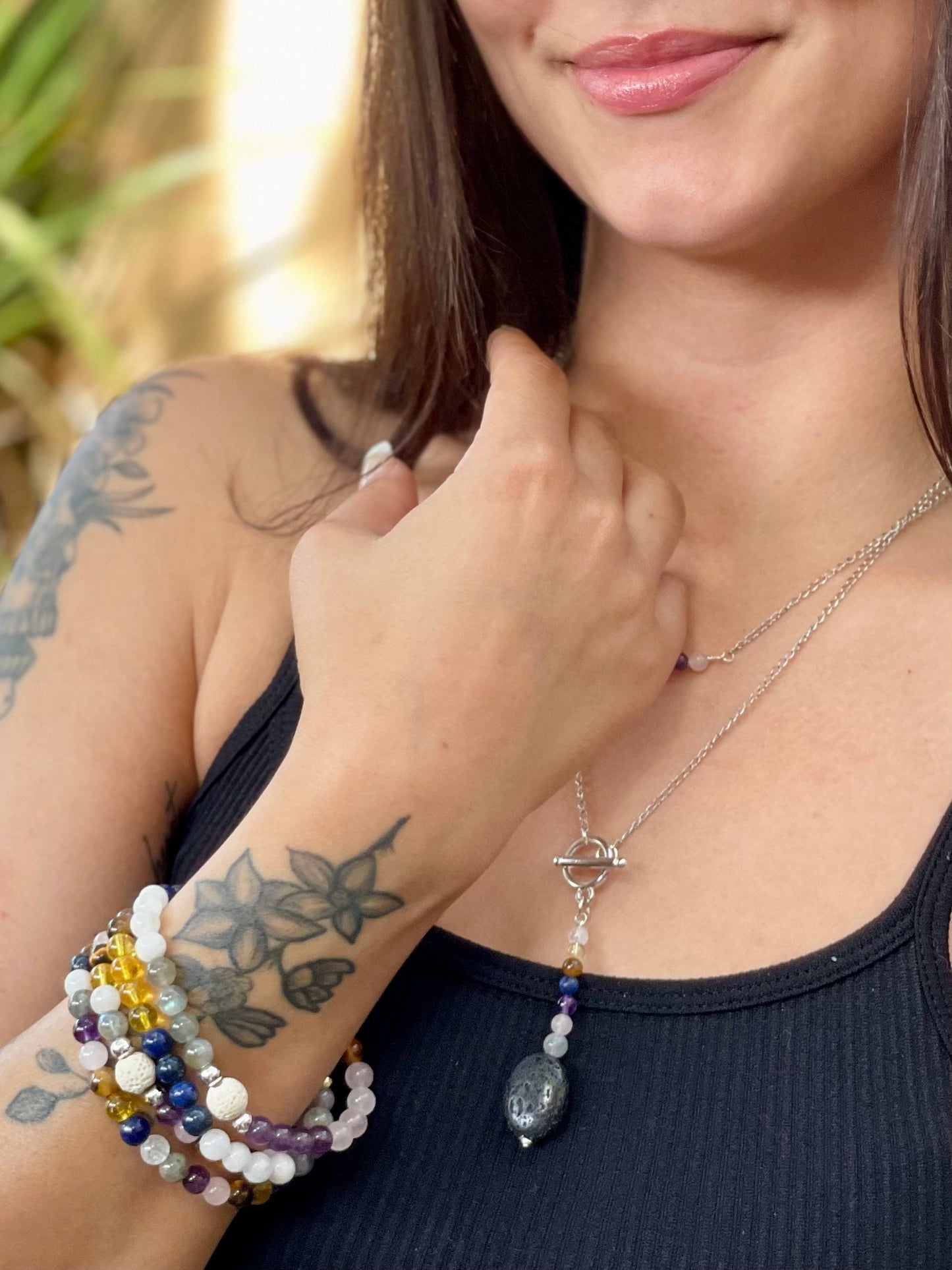 Gemstone Essential Oil Diffuser Bracelet: Lava Bead Aromatherapy • Relaxation Gift for Wellbeing