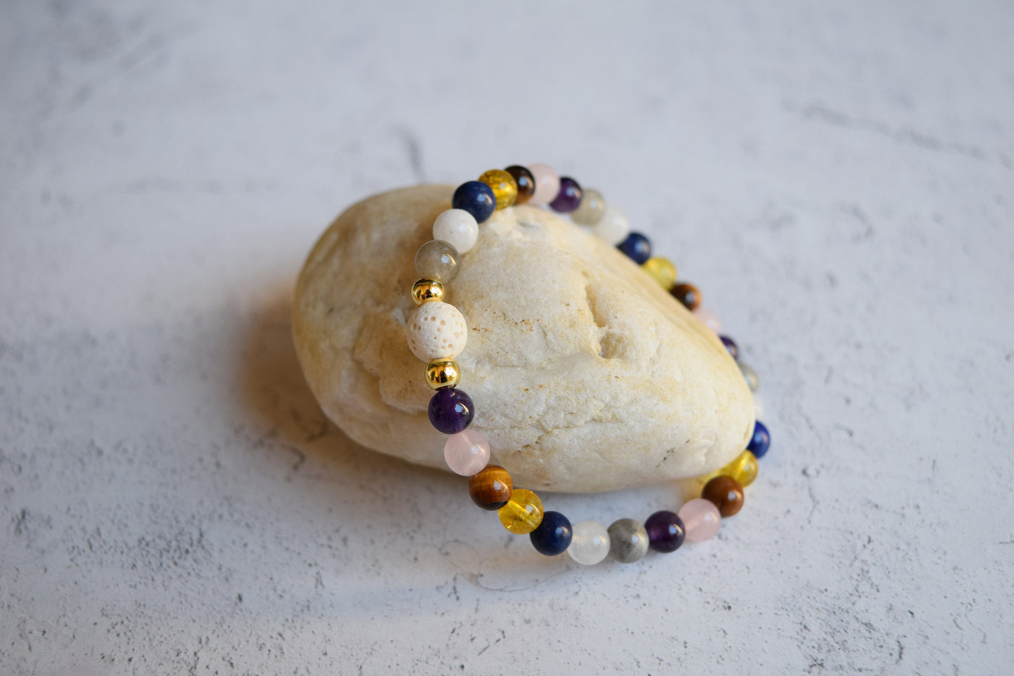 Gemstone Essential Oil Diffuser Bracelet: Lava Bead Aromatherapy • Relaxation Gift for Wellbeing