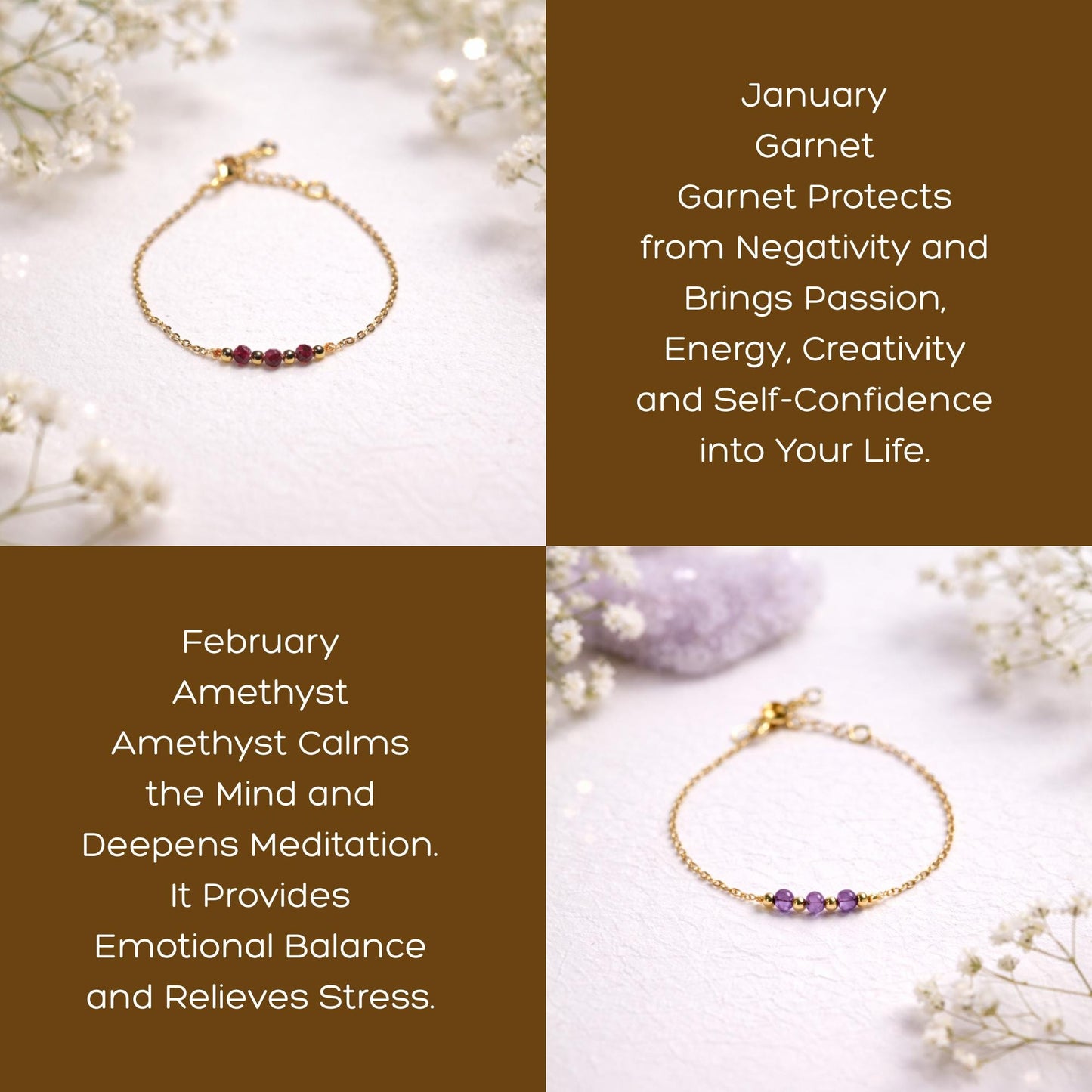 Dainty Family Birthstone Bracelet: Gold or Silver • Personalized Gemstone Jewelry