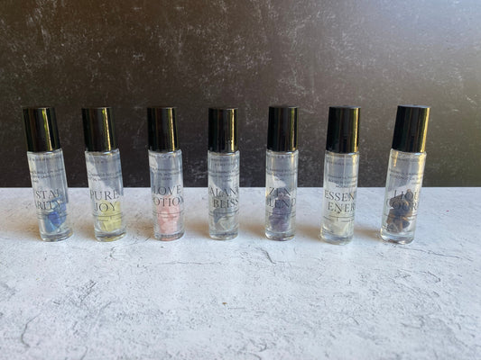 Aromatherapy Roll On with Gemstones: Essential Oil Blends for Your Vibe