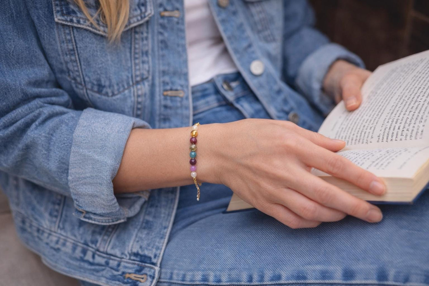 Gemstone Chain Bracelet: Minimalist Healing Crystal Bracelet