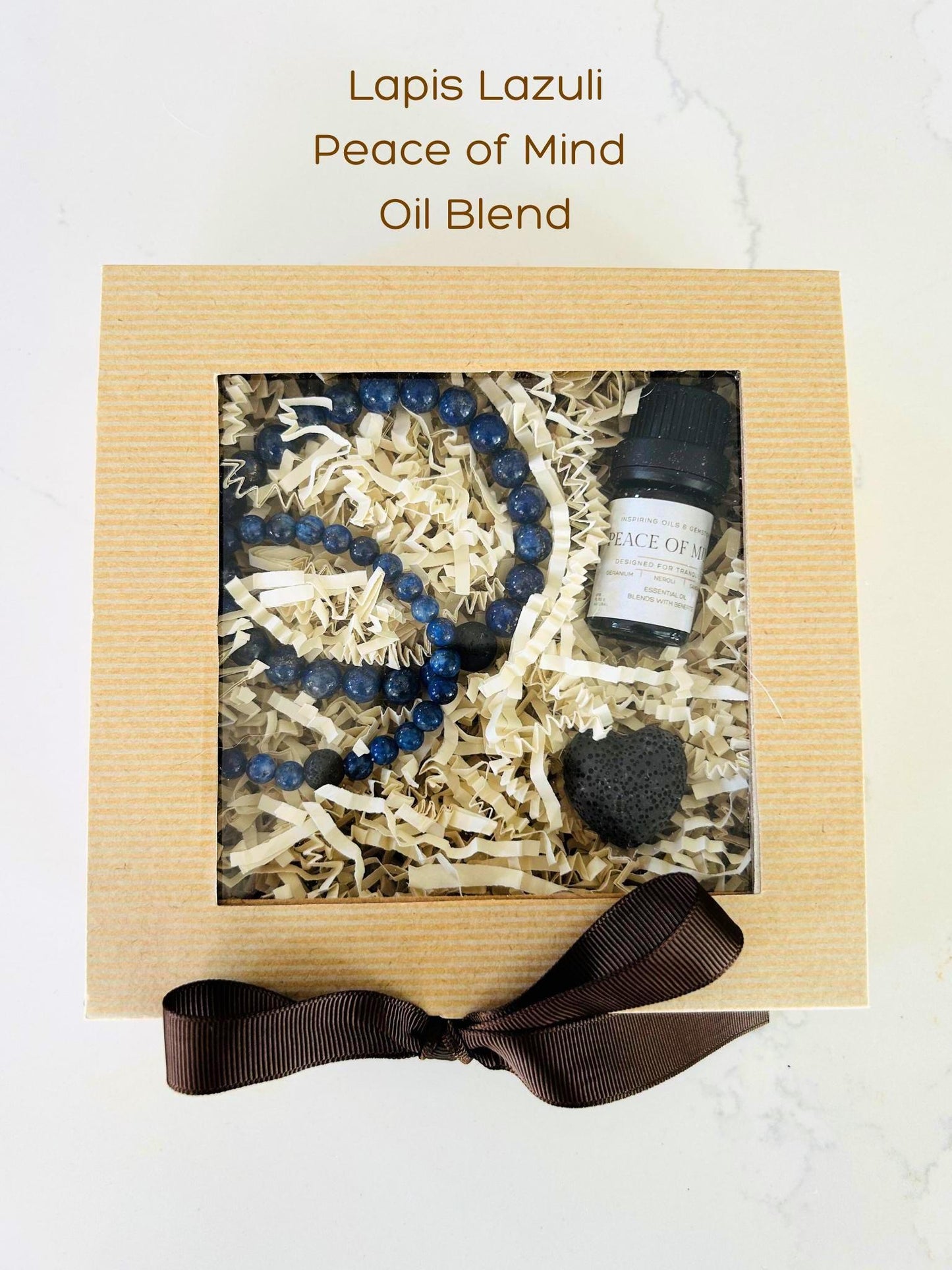 Matching Couple's Gemstone Bracelets Gift Box:  Aromatherapy Oil Blend • Heart Sachet