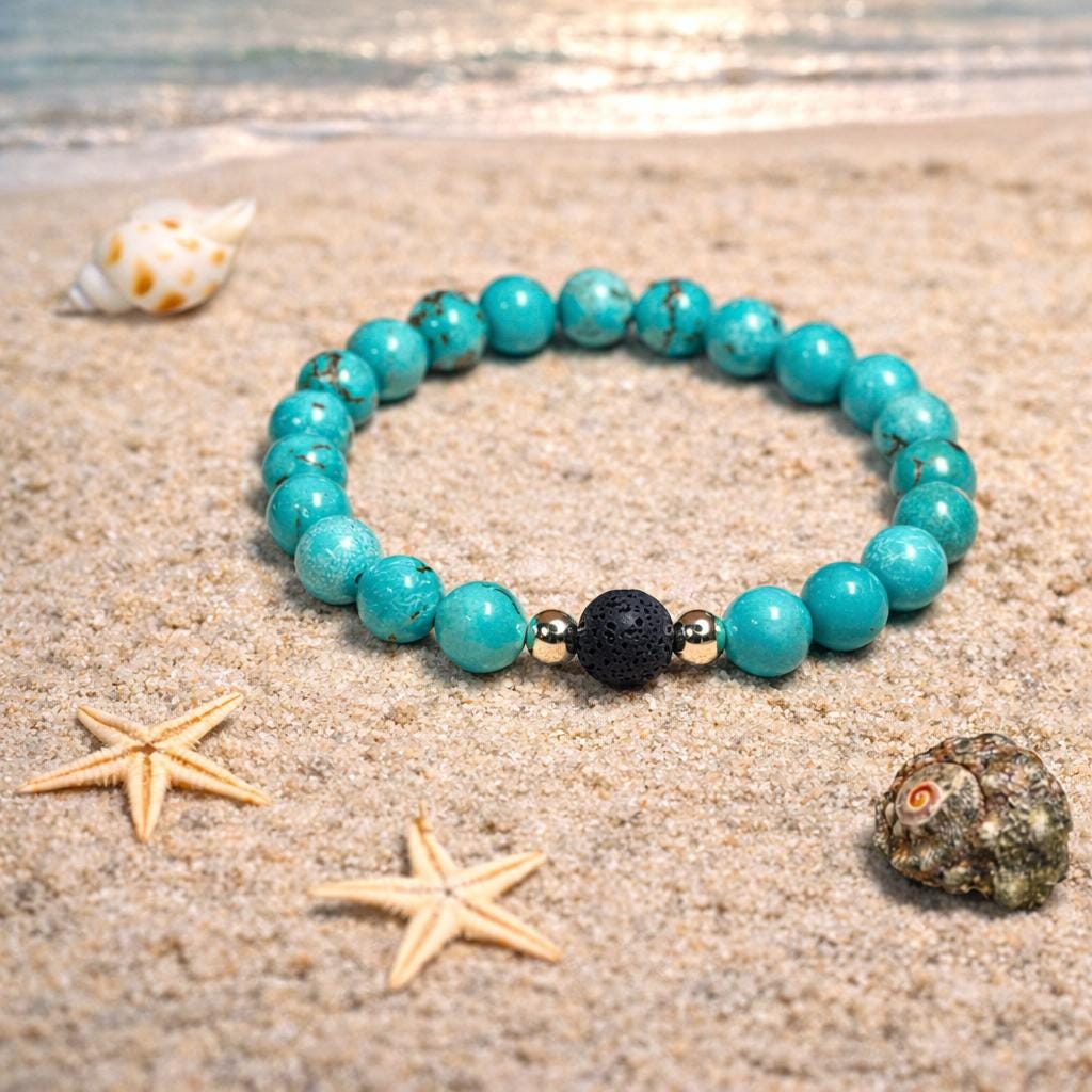 Turquoise Gemstone Bracelet: Women's Aromatherapy Diffuser • Strength & Empowerment