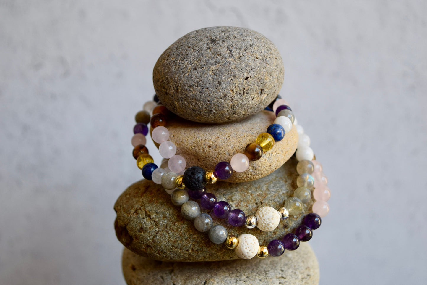 Gemstone Essential Oil Diffuser Bracelet: Lava Bead Aromatherapy • Relaxation Gift for Wellbeing