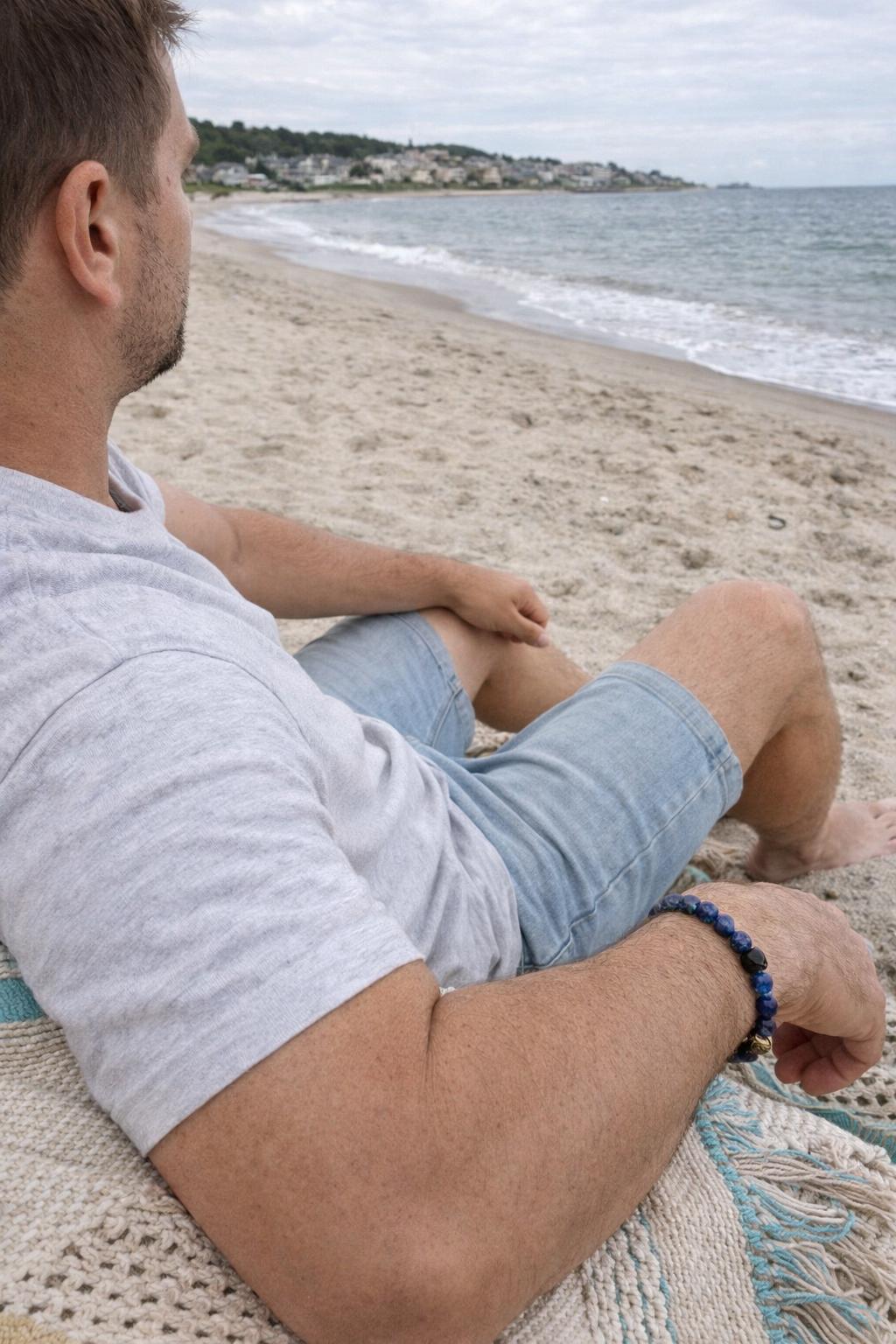Men's Gemstone Aromatherapy Bracelet: 8mm Natural Stone Healing • Lava Diffuser