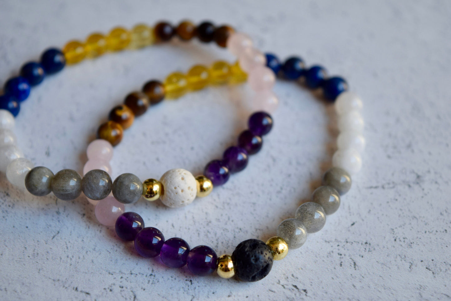 Gemstone Essential Oil Diffuser Bracelet: Lava Bead Aromatherapy • Relaxation Gift for Wellbeing