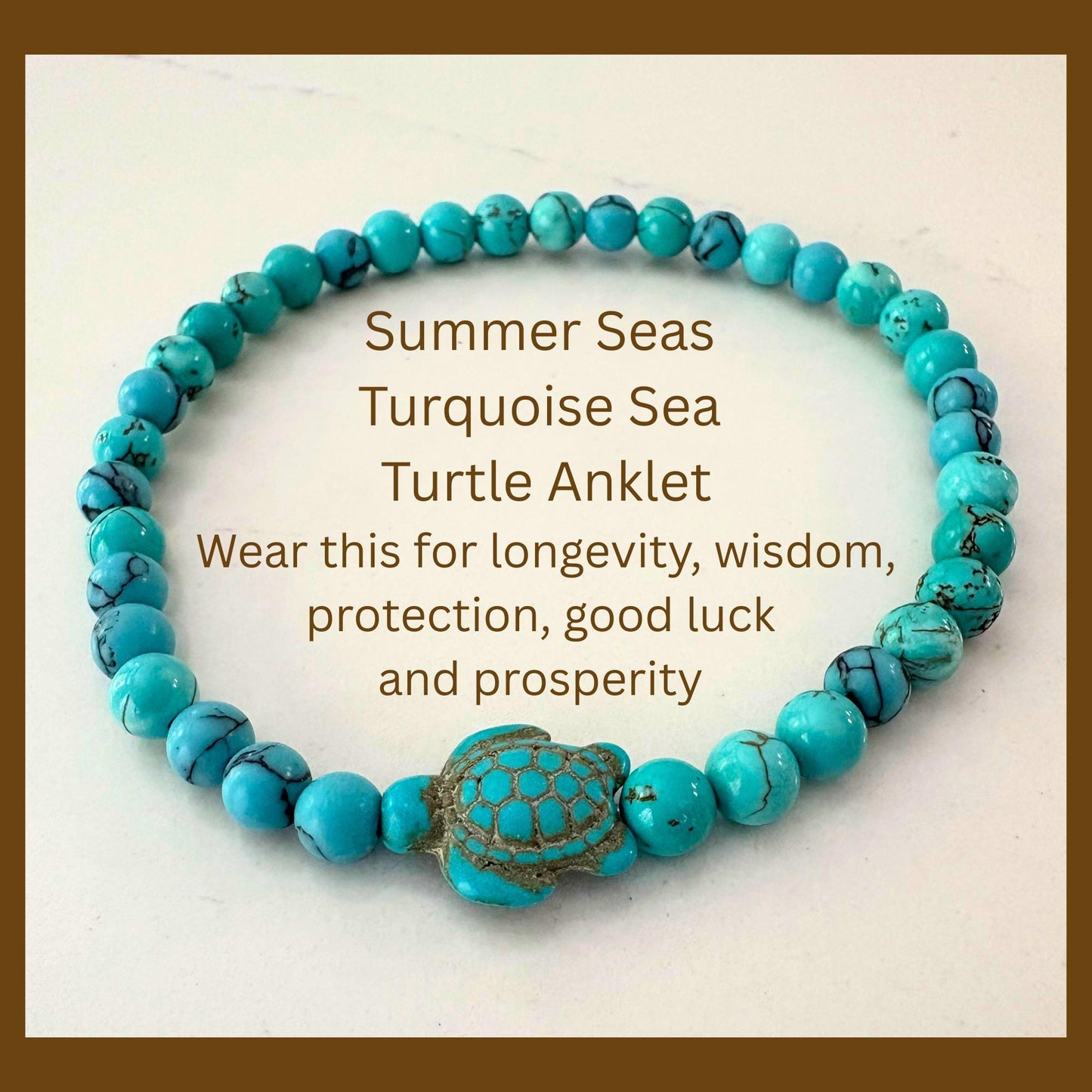 Turquoise Sea Turtle Anklet: Women's Good Luck Charm • Encourages Strength and Empowerment