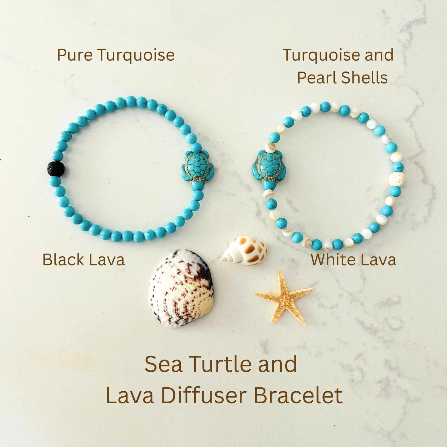 Turquoise Sea Turtle Bracelet: 4mm Gemstone Summer Jewelry