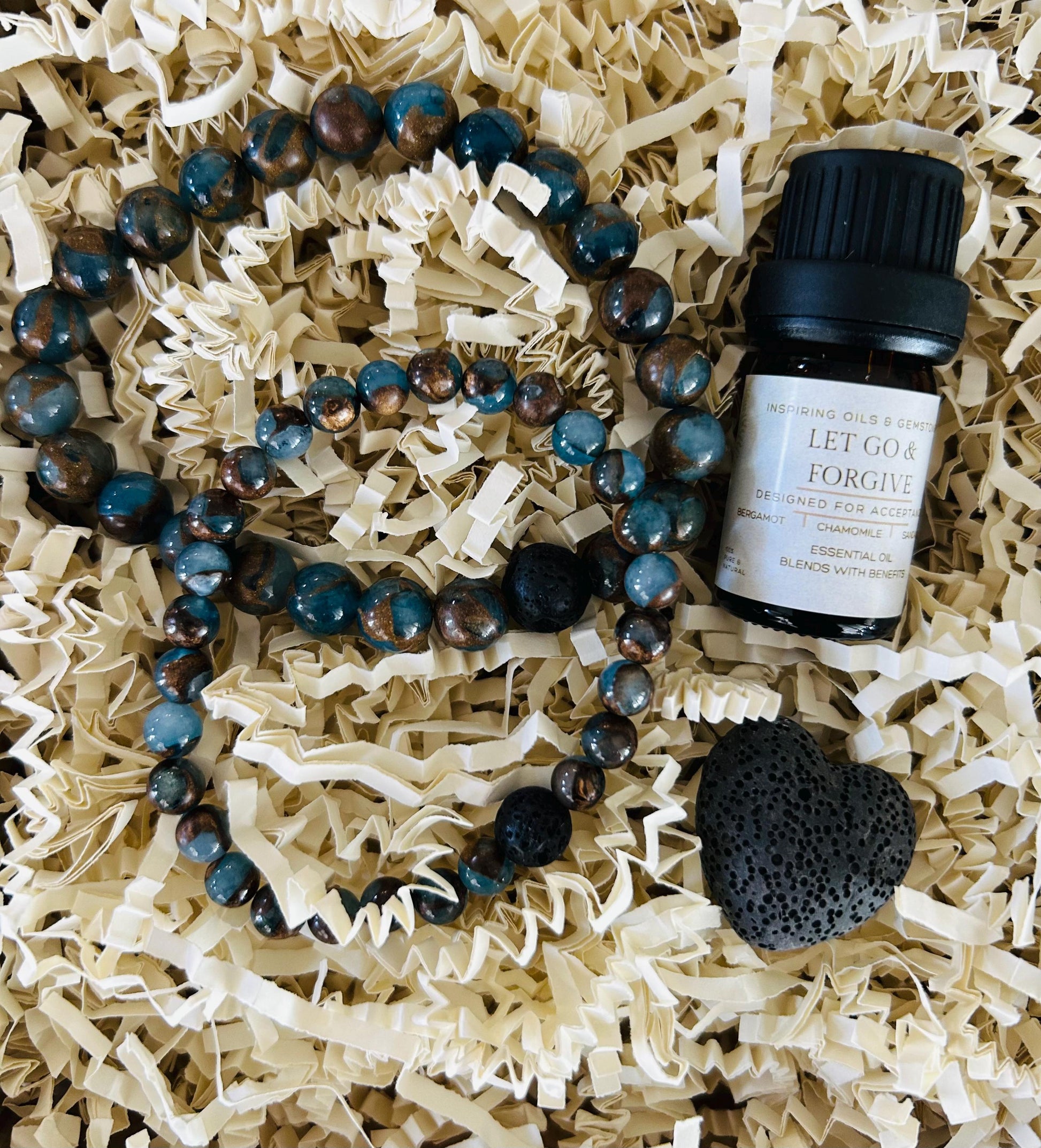 Matching Couple's Gemstone Bracelets with Aromatherapy Oil Blend