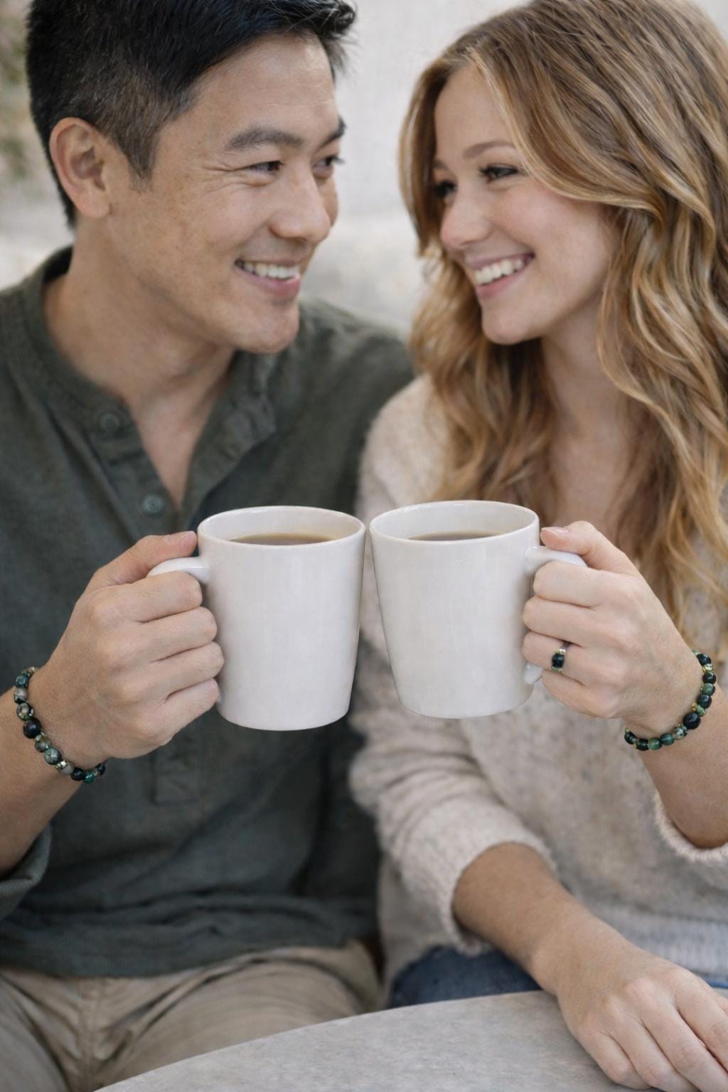 Matching Couple's Gemstone Bracelets with Aromatherapy Oil Blend